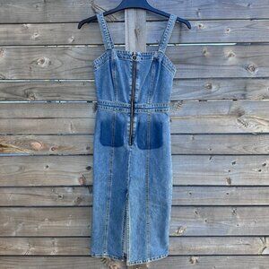 Zara Midi Bodycon Pinafore Jean Dress - XS